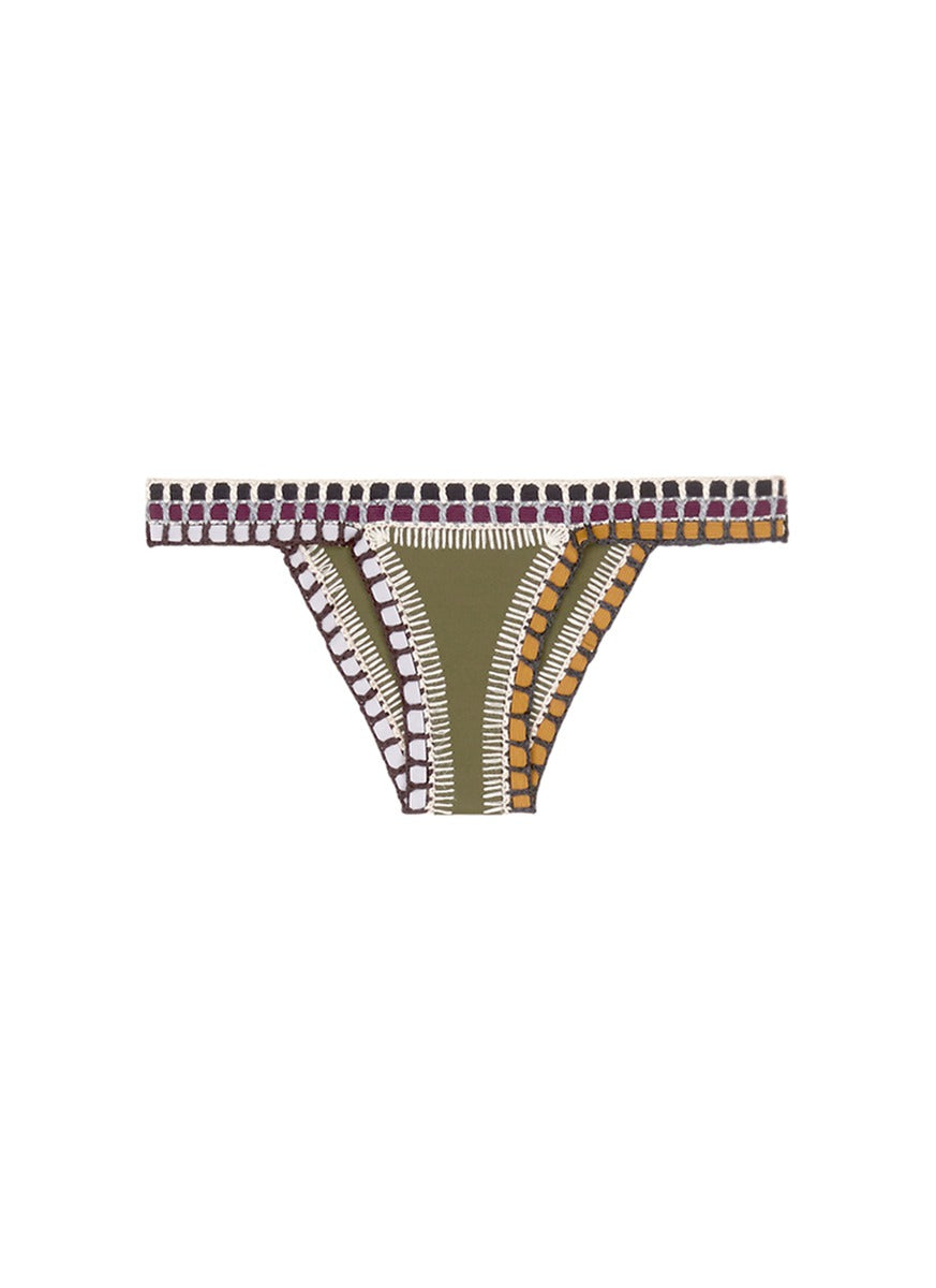 'Wren' crochet trim bikini bottoms - KIINI - Green