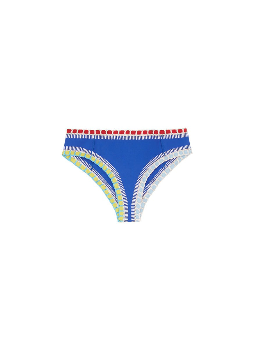'Tuesday' crochet trim bikini boyshort bottoms - KIINI - Blue