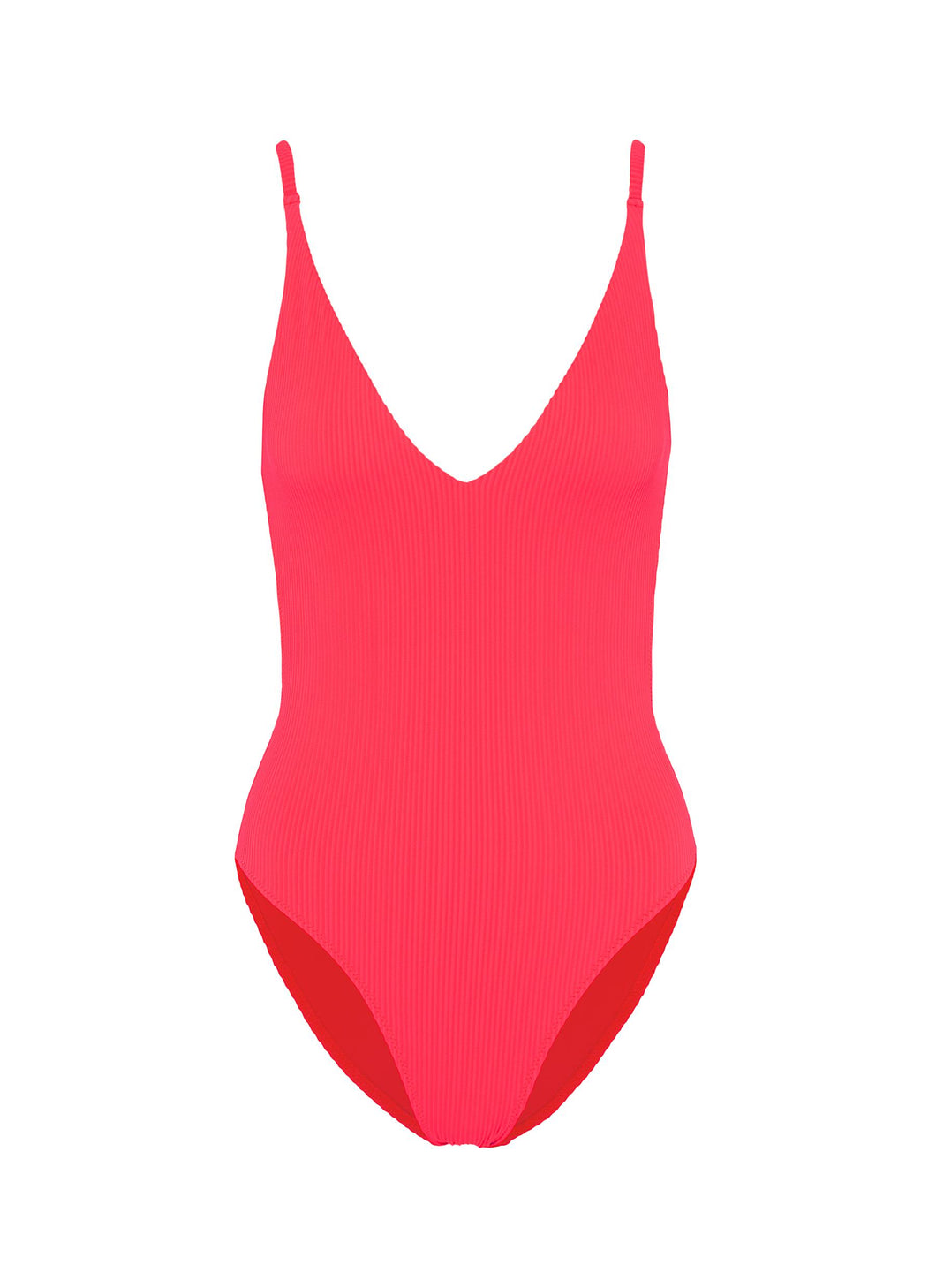 'Pamela' scoop back rib knit one-piece swimsuit - Topshop - Red