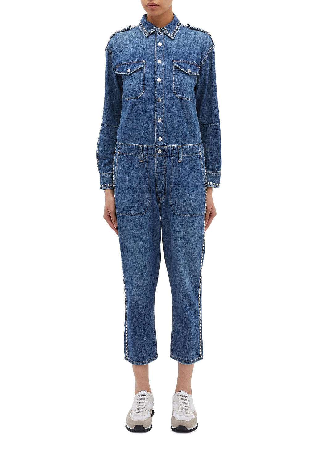 'The Crew' stud border denim jumpsuit - Current/Elliott - Blue
