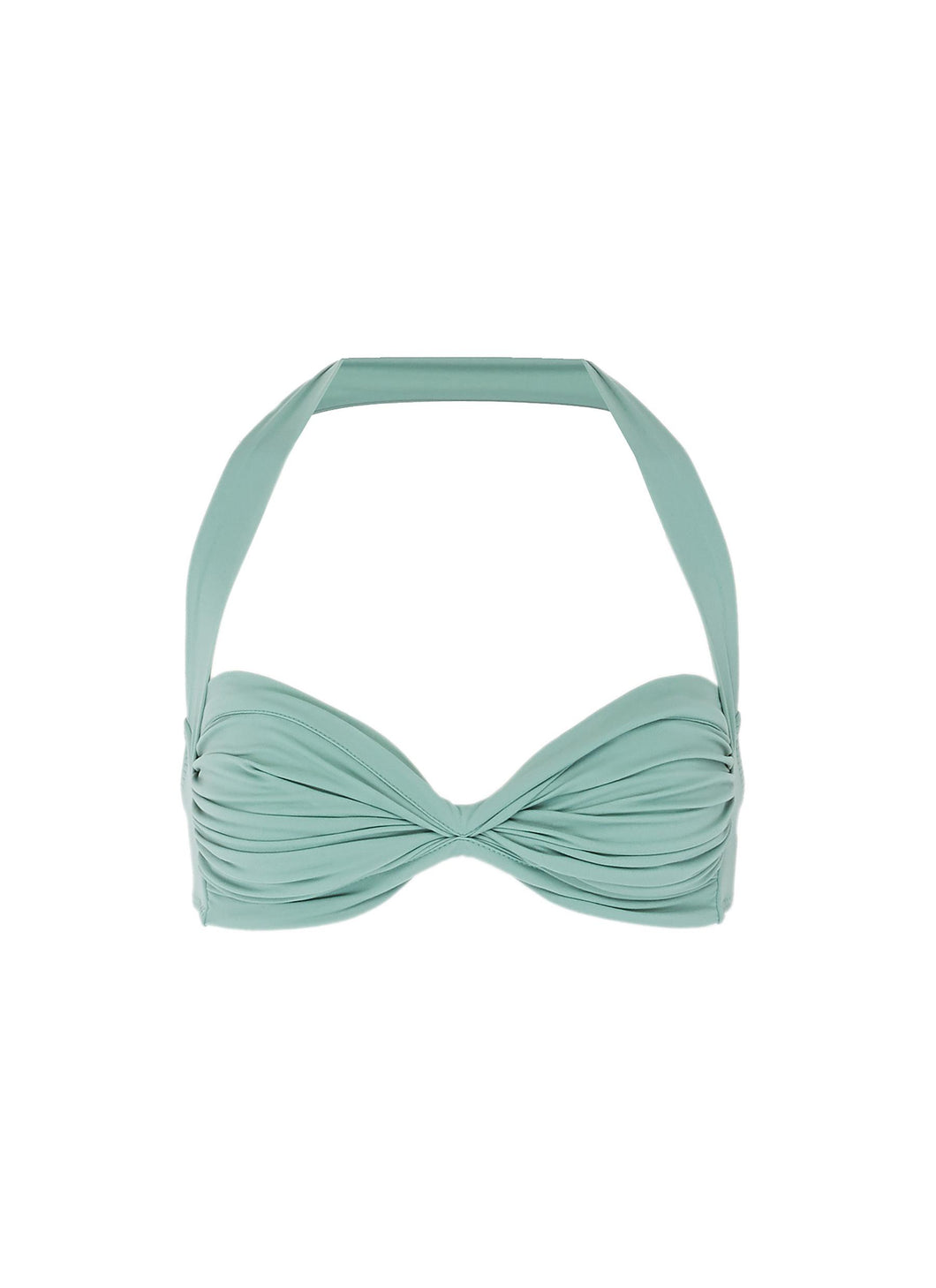 'Bill' ruched halterneck bikini top - Norma Kamali - Green