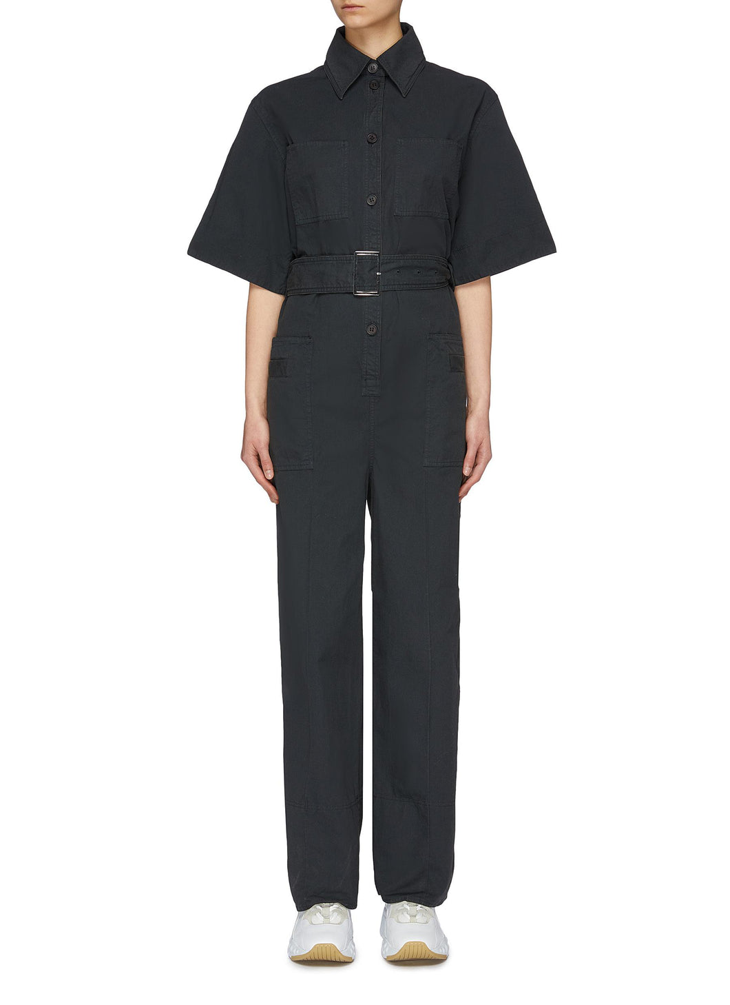 'Phyllis' belted patch pocket jumpsuit - Acne Studios - Grey