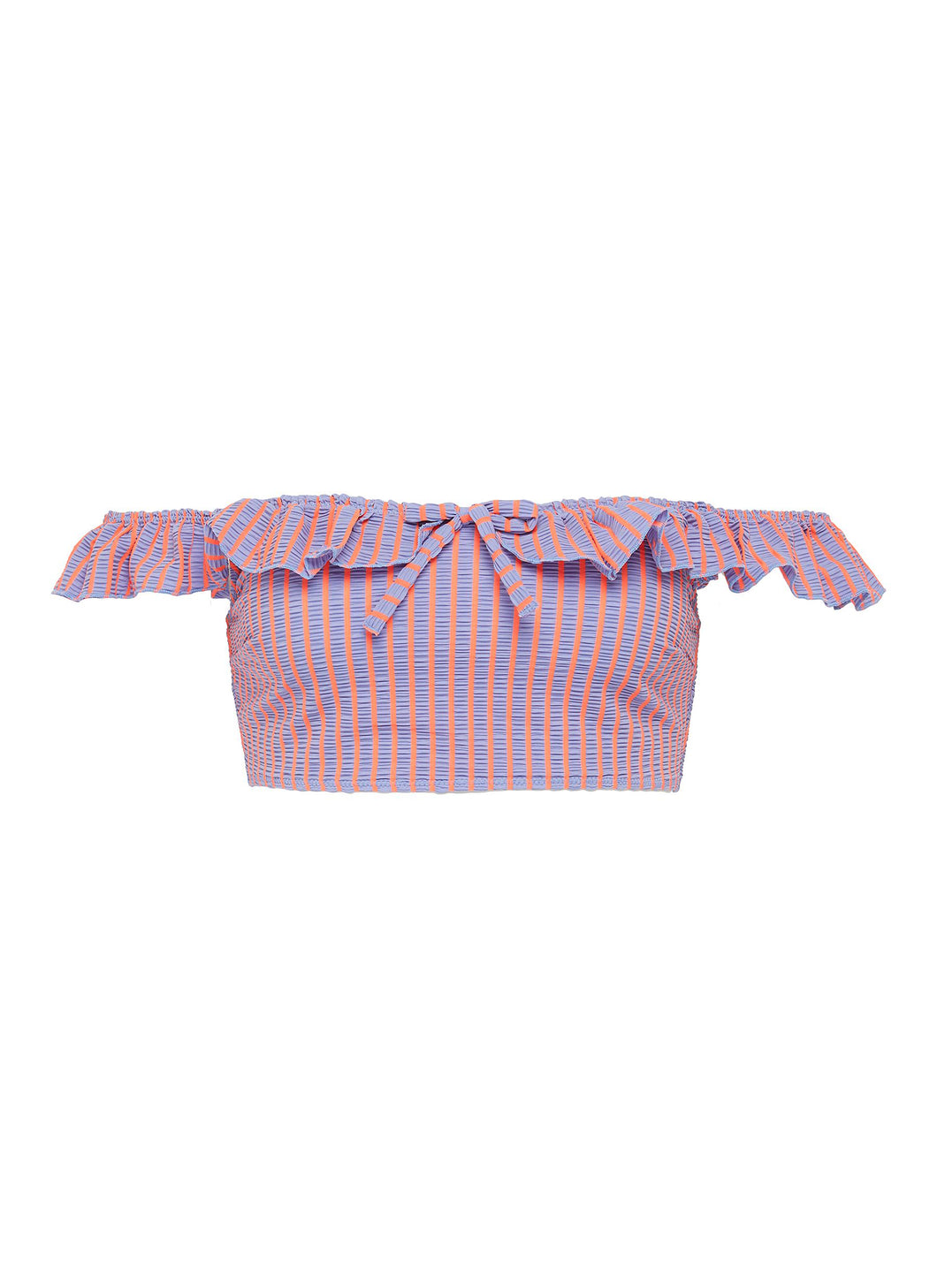 'The Paloma' stripe seersucker off-shoulder bikini top - Solid & Striped - Multi-colour