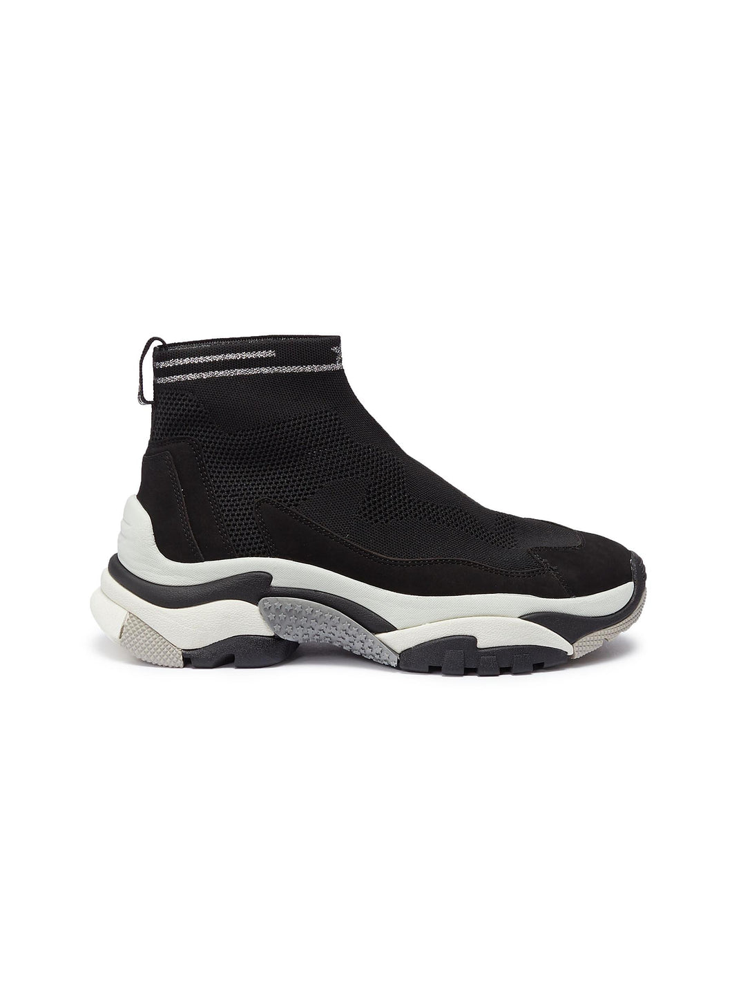 'Addict Stretch' chunky outsole sock knit high top sneakers - ASH - Black