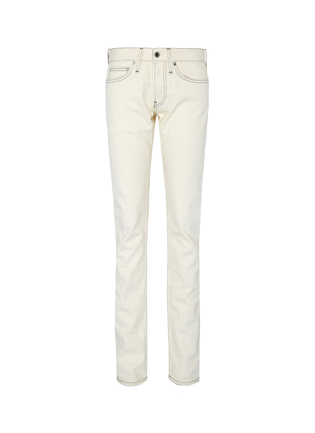 'Masc Lo Drainpipe' contrast topstitching jeans - Helmut Lang - White