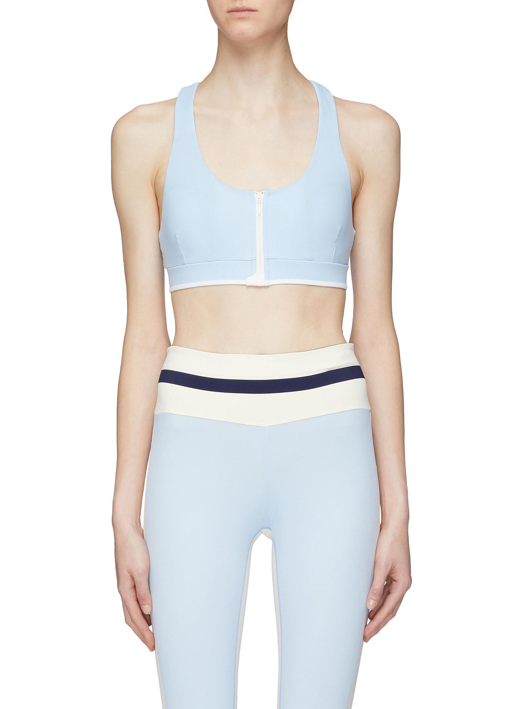 'Cloe' zip front racerback sports bra - Vaara - Blue