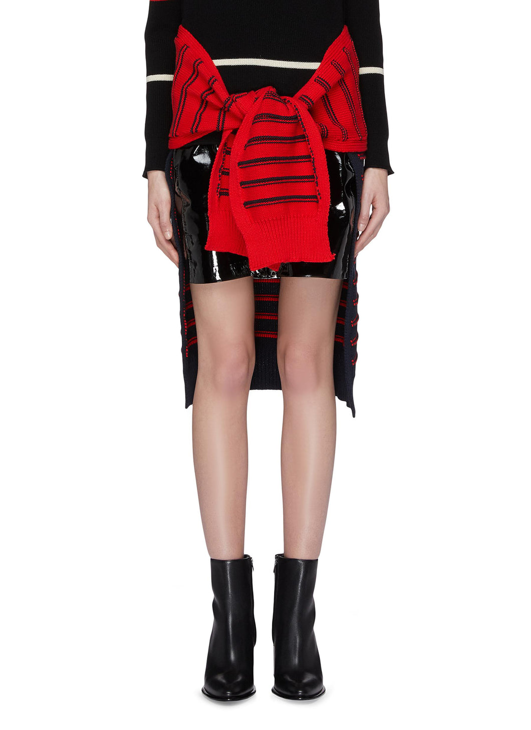 Tie stripe knit wrap - Sonia Rykiel - Red