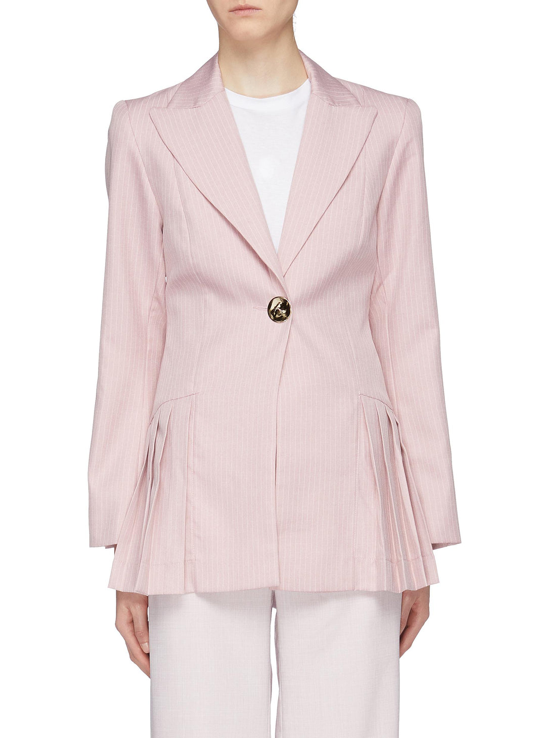 'Suit Yourself' pleated peplum stripe blazer - Maggie Marilyn - Pink