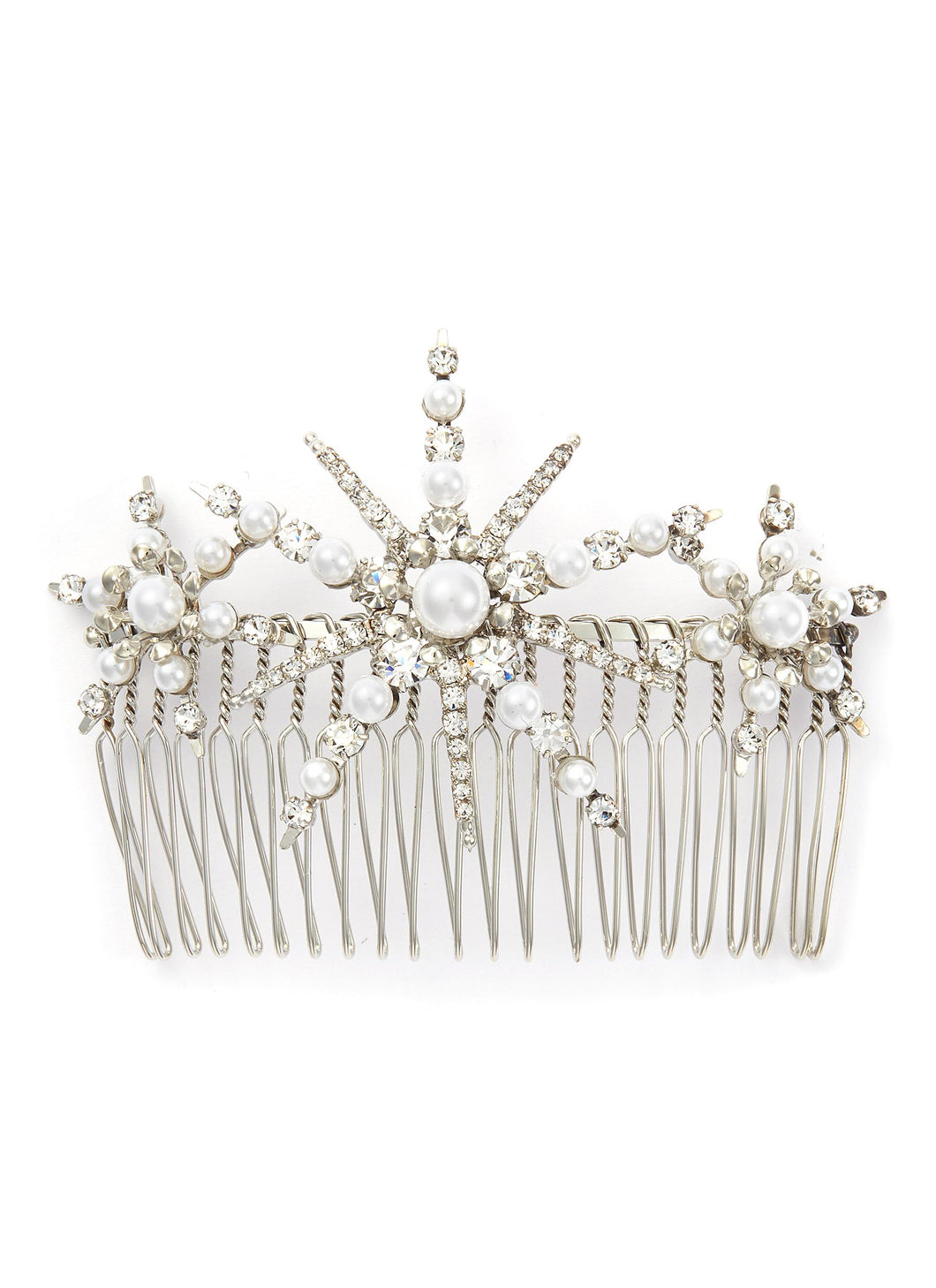 'Starlet' Swarovski crystal pearl hair comb - LELET NY - Metallic