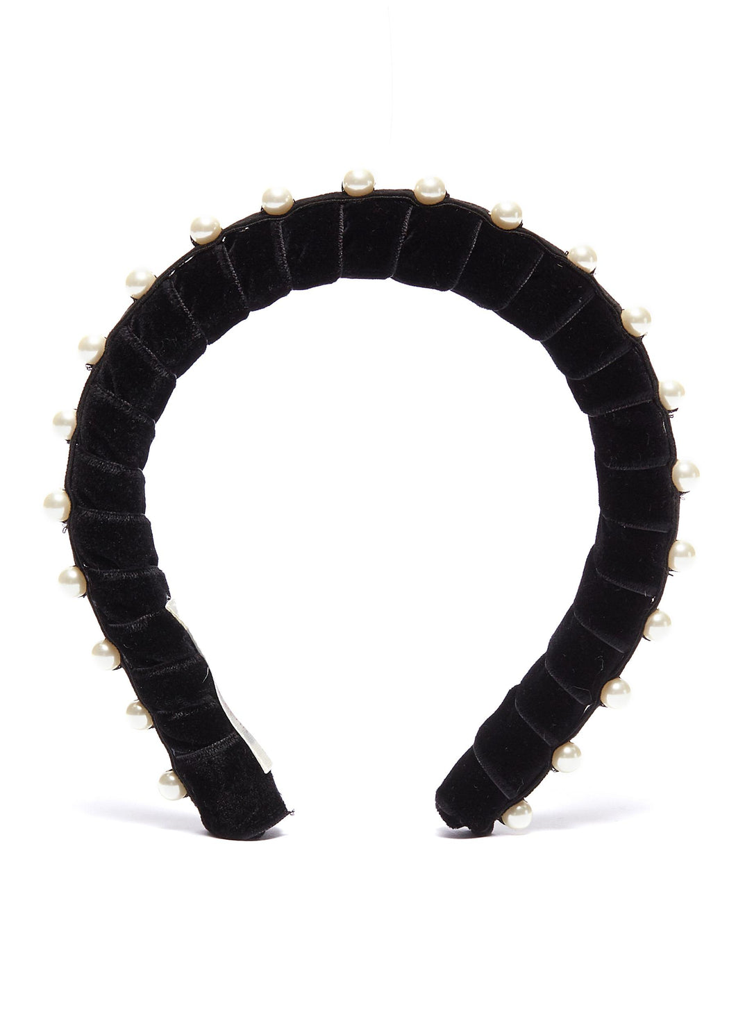 'Mathilda' Swarovski pearl velvet headband - Jennifer Behr - Black