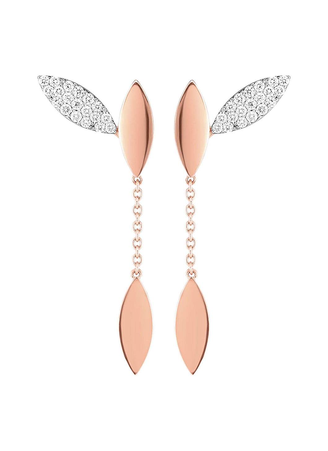 'Petals' diamond 18k rose gold drop earrings - Roberto Coin - Metallic