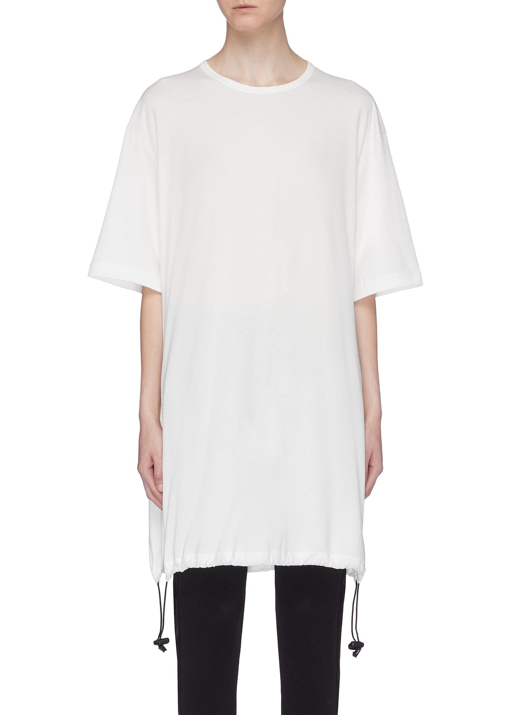 Bungee drawcord hem long T-shirt - Y-3 - White