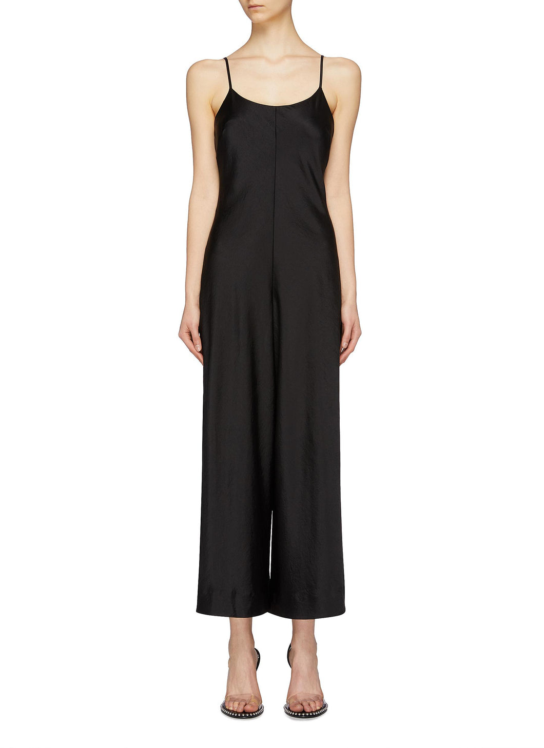 'Wash & Go' wide leg satin jumpsuit - alexanderwang.t - Black