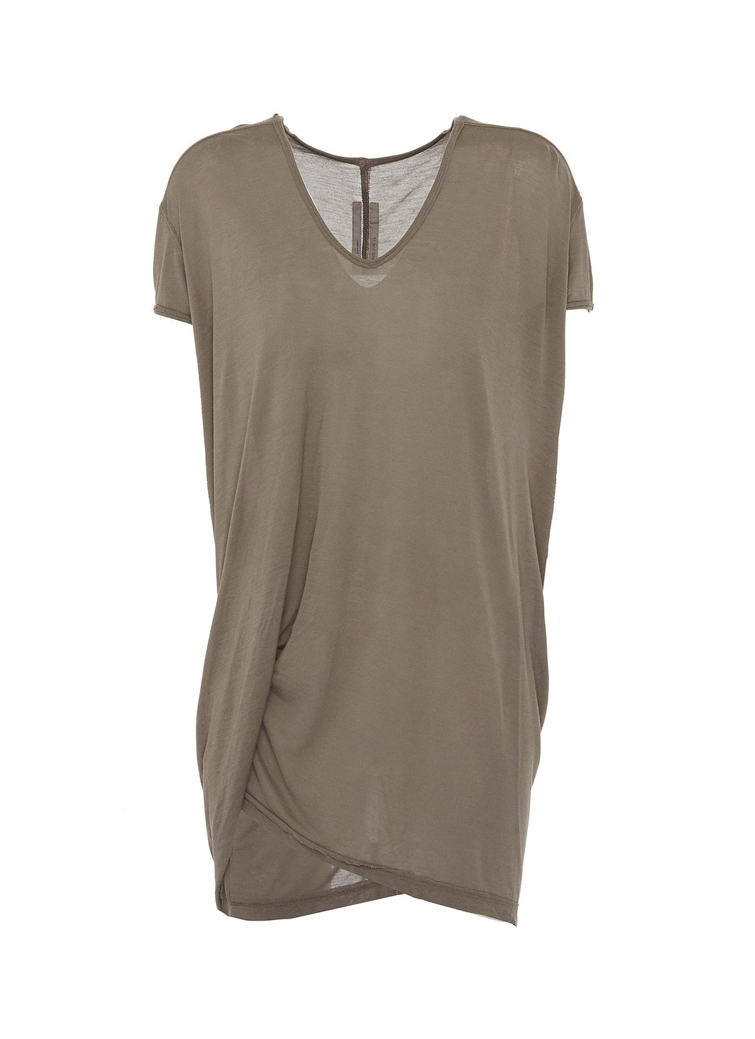 'Hiked' asymmetric drape hem long T-shirt - Rick Owens - Grey