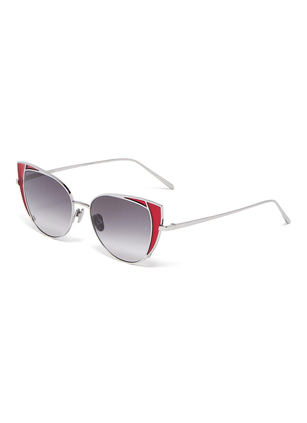 'Des Veoux' contrast corner metal cat eye sunglasses - Linda Farrow - Metallic