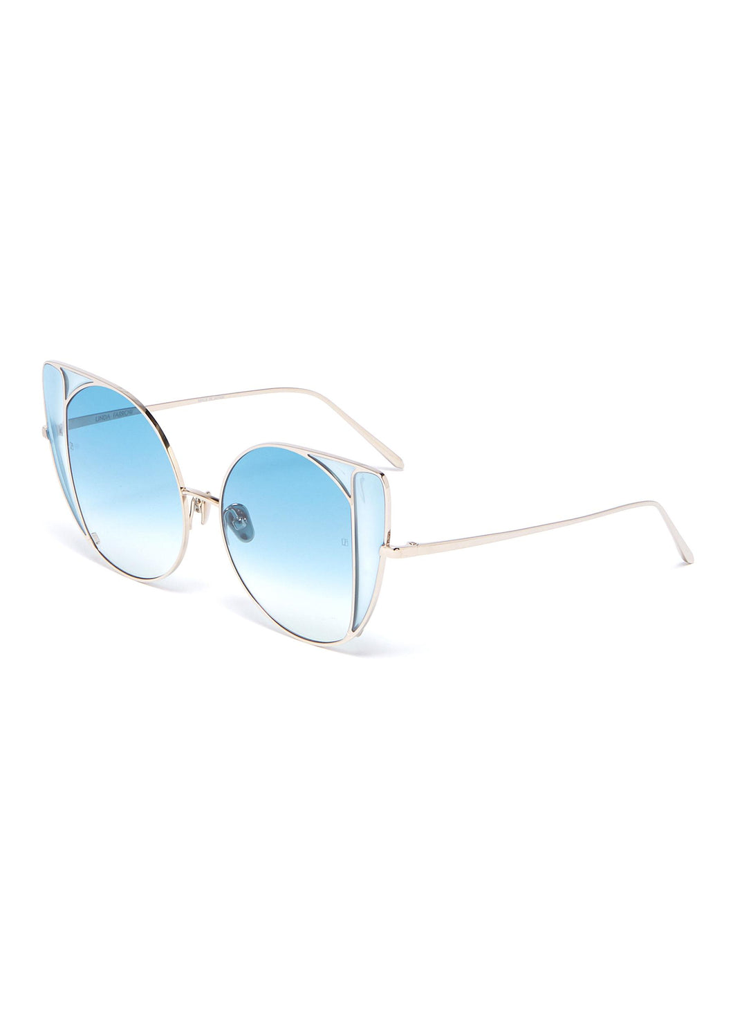 'Austin' contrast corner cat eye sunglasses - Linda Farrow - Metallic