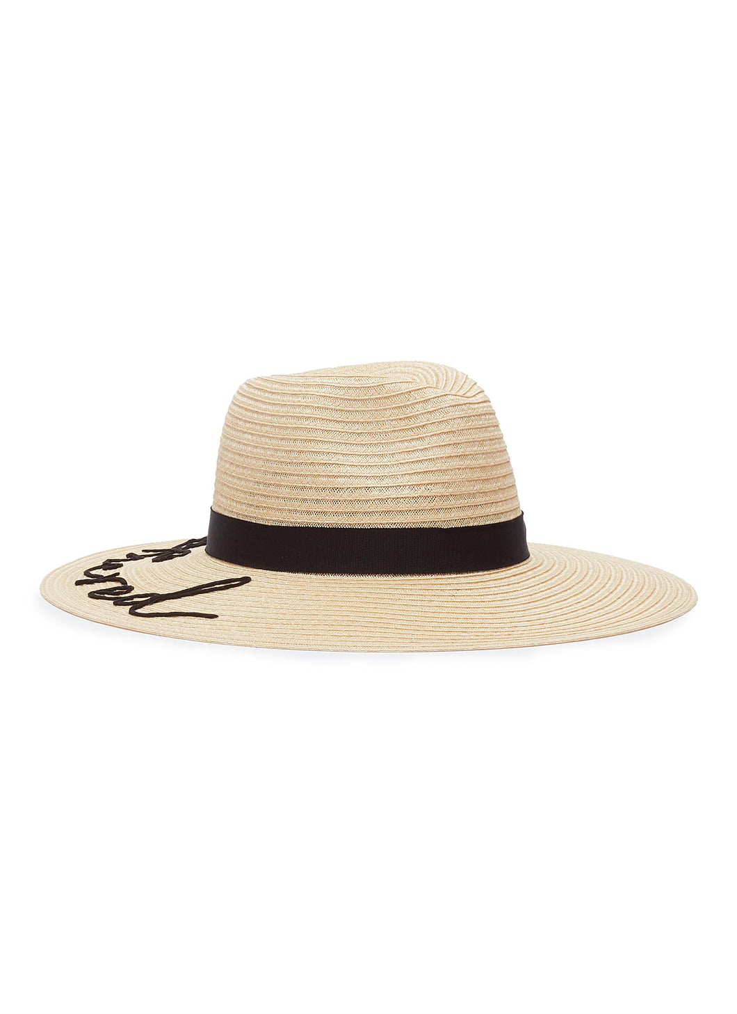 'Emmanuelle' cord slogan straw fedora hat - Eugenia Kim - Neutral