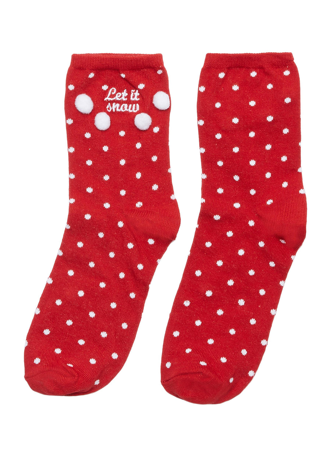 'Let It Snow' pom pom polka dot socks - Topshop - Multi-colour