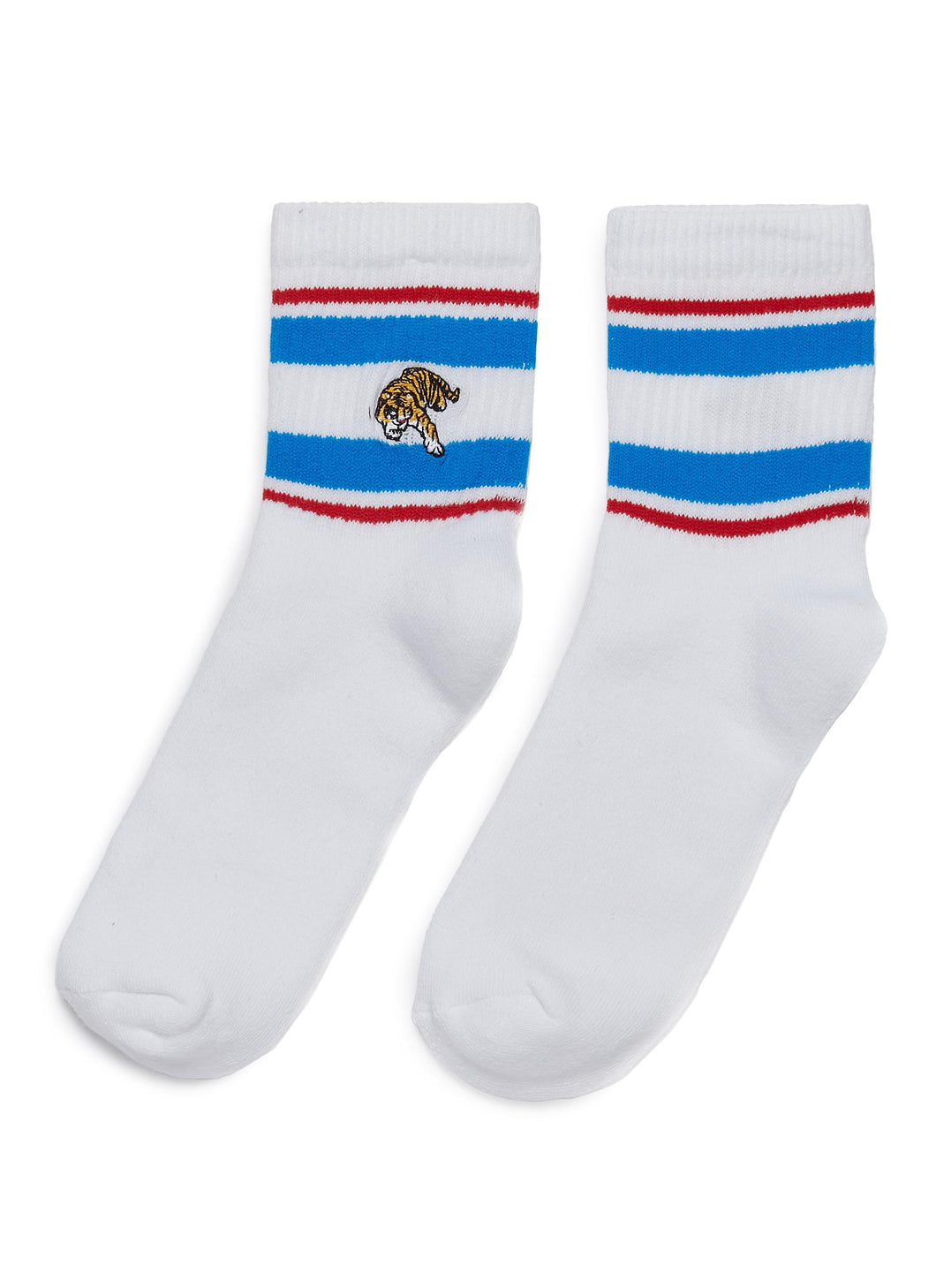 Tiger embroidered stripe cuff socks