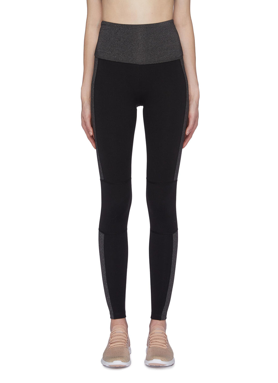 'Block Out' colourblock performance midi leggings - Beyond Yoga - Black