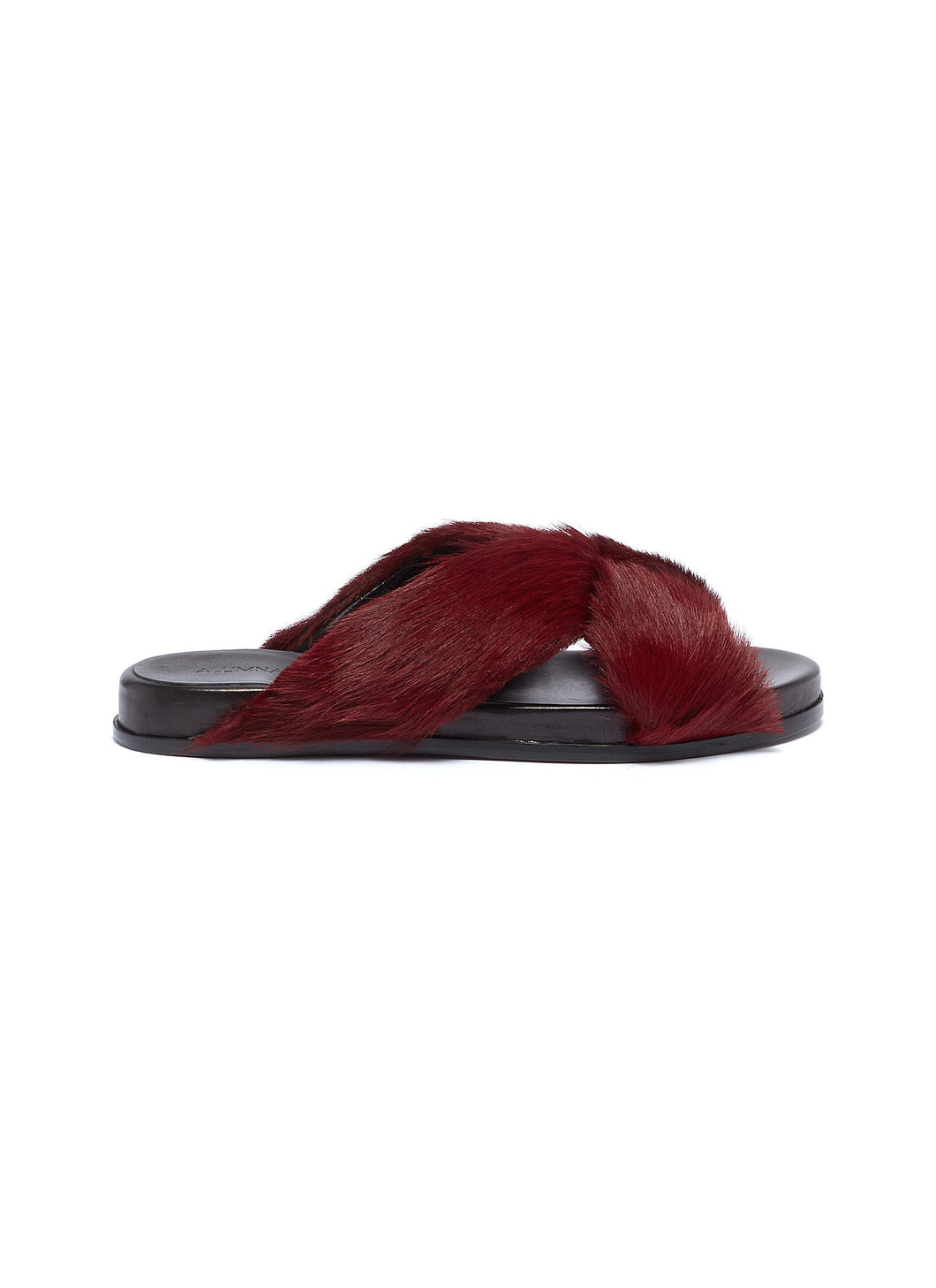 'Turban' cross strap fur slide sandals - Alumnae - Red