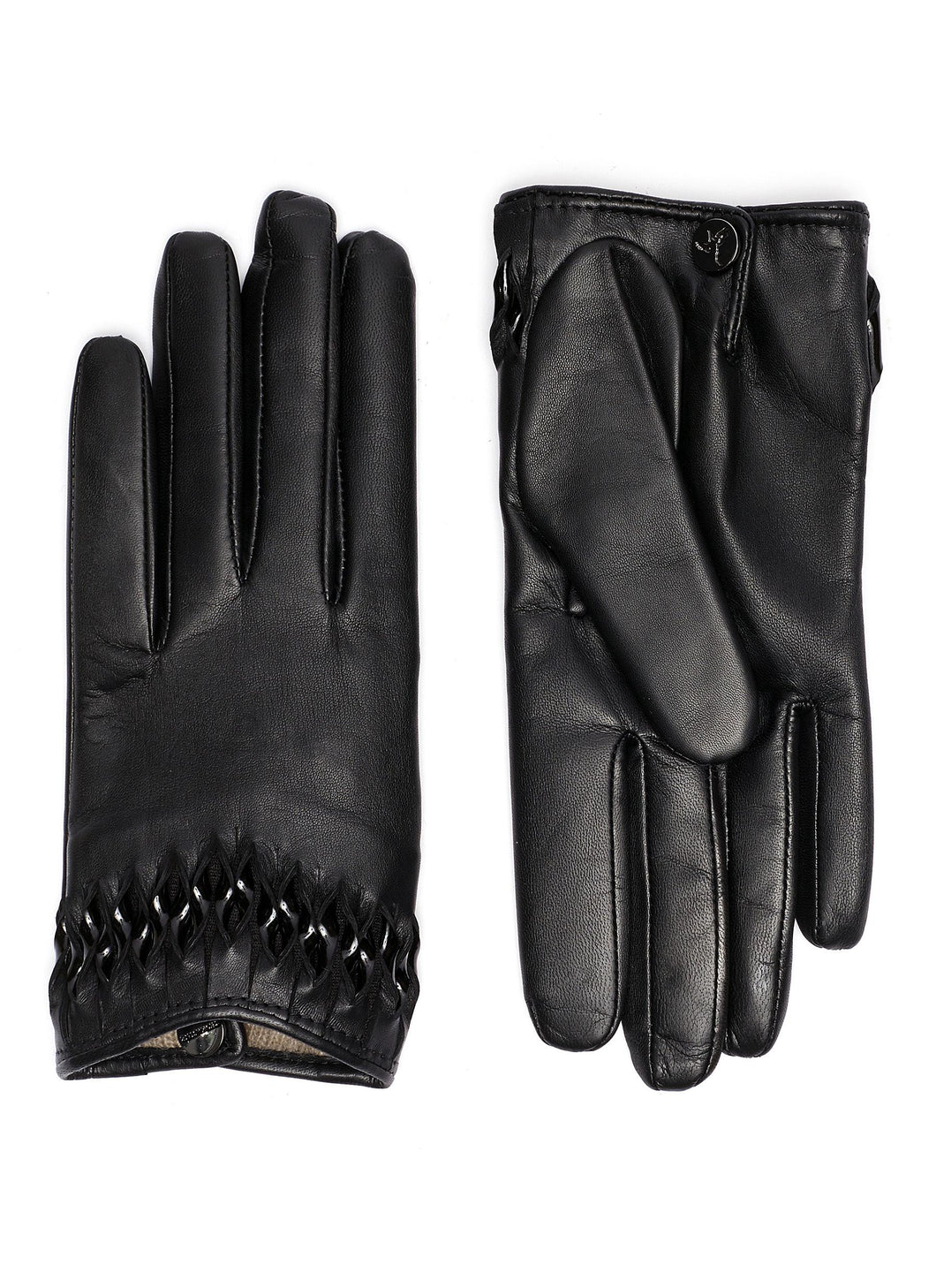 'Milan' braided cuff leather gloves