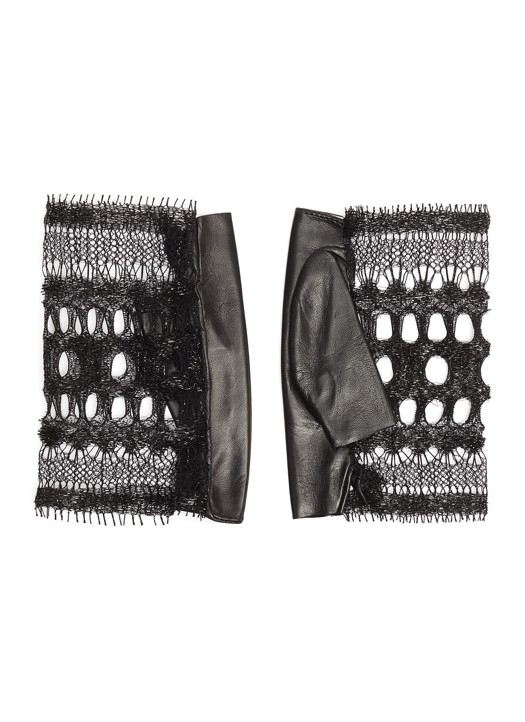 'Calais' French lace leather panel gloves