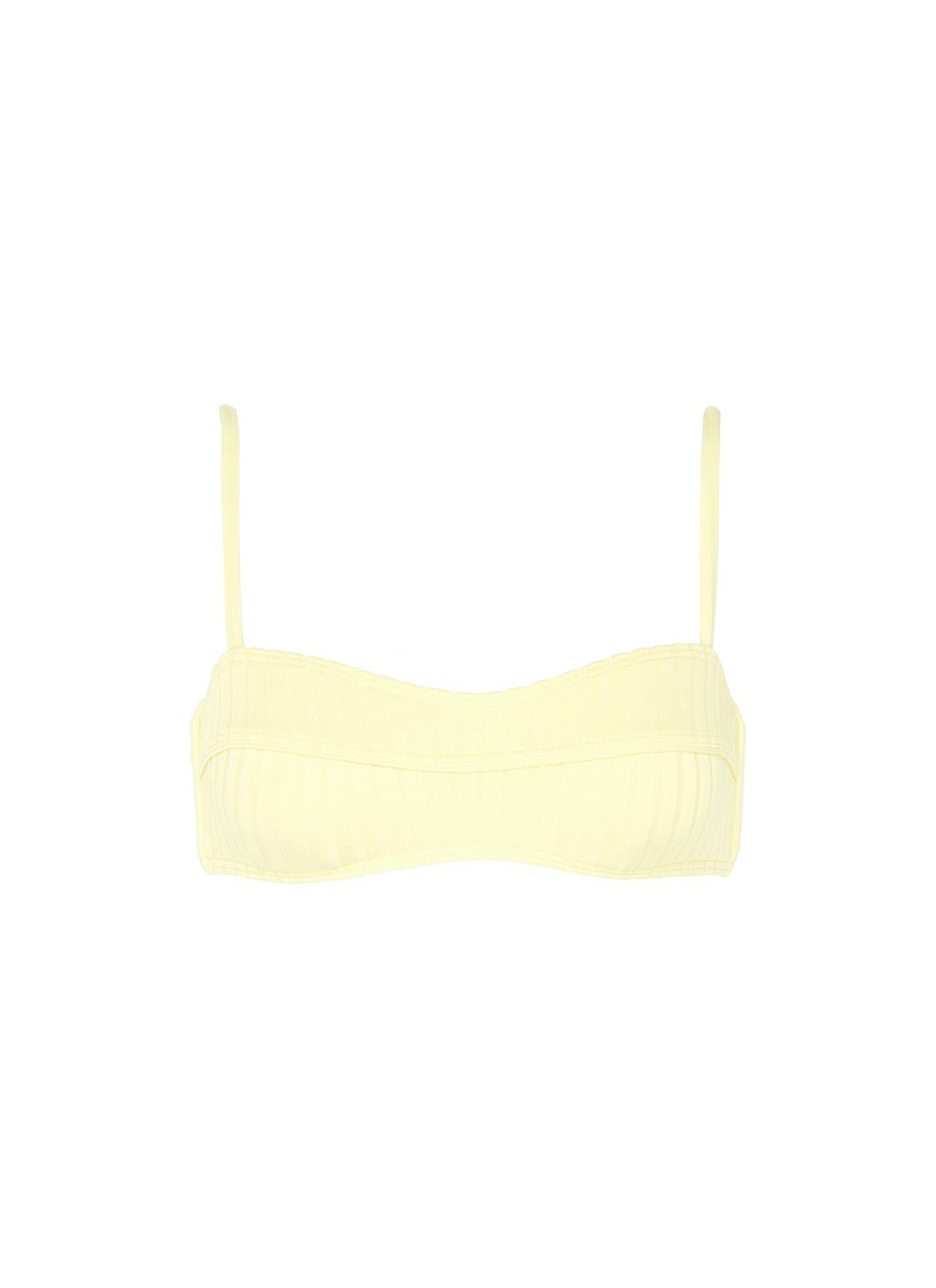 'Banana' panelled rib knit bikini top