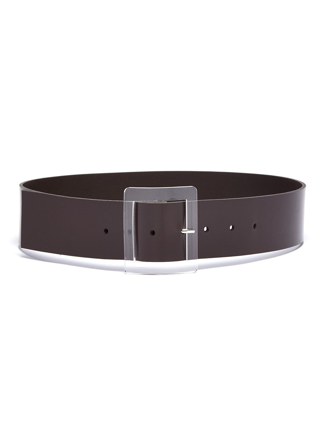 Acrylic buckle patent leather belt