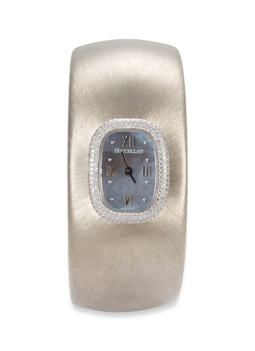 'Cleopatra' diamond 18k white gold cuff watch - Buccellati Watches - White