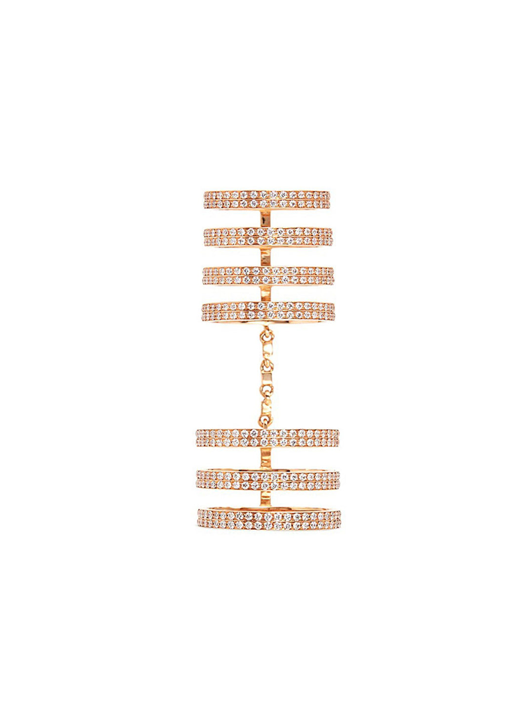 'Berbère' diamond 18k rose gold seven row linked ring - REPOSSI - Metallic