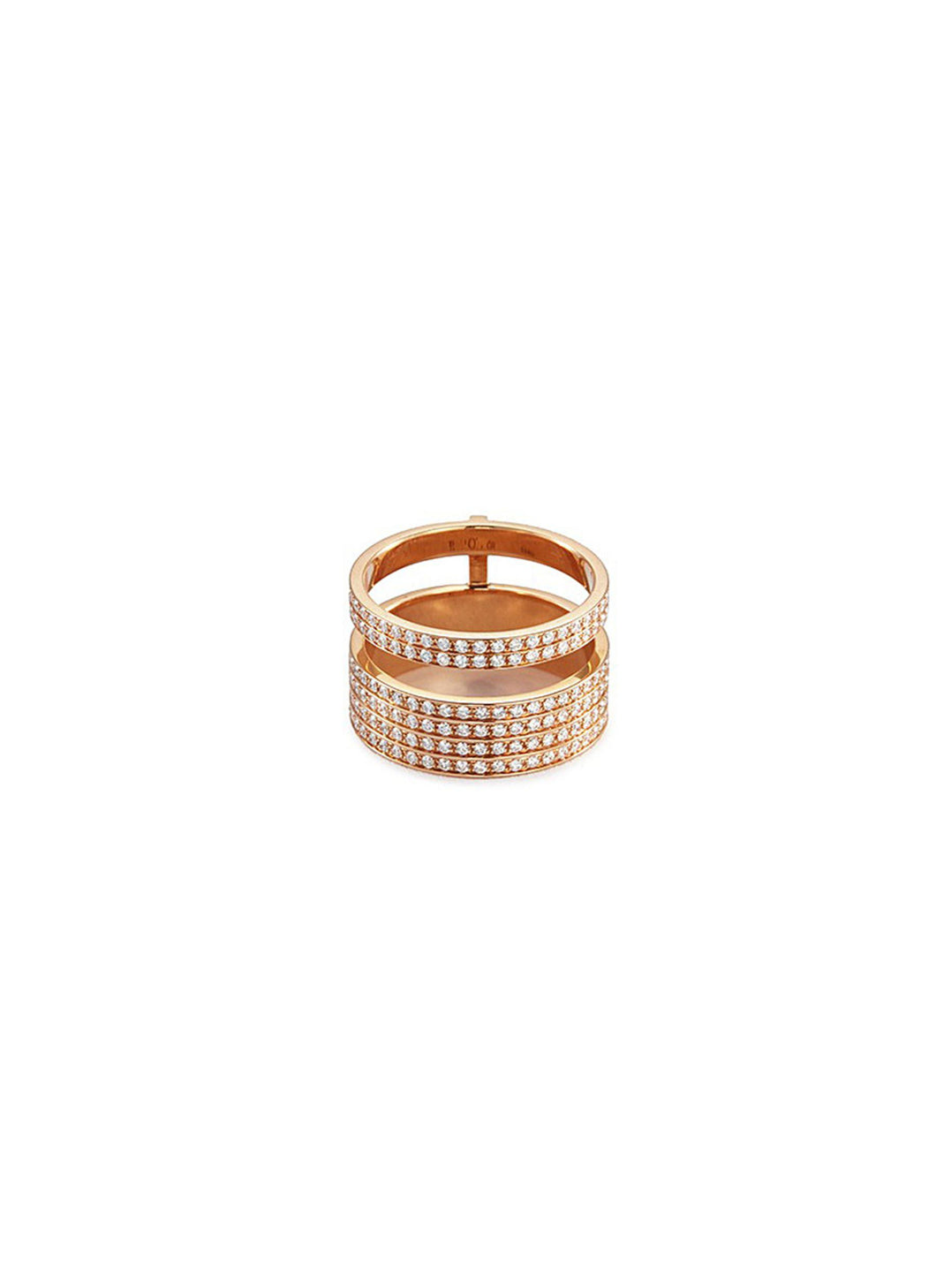 'Berbère Module' diamond 18k rose gold two row ring - REPOSSI - Metallic