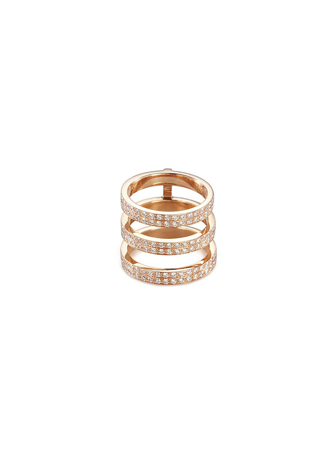 'Berbère' diamond 18k rose gold three row phalanx ring - REPOSSI - Metallic