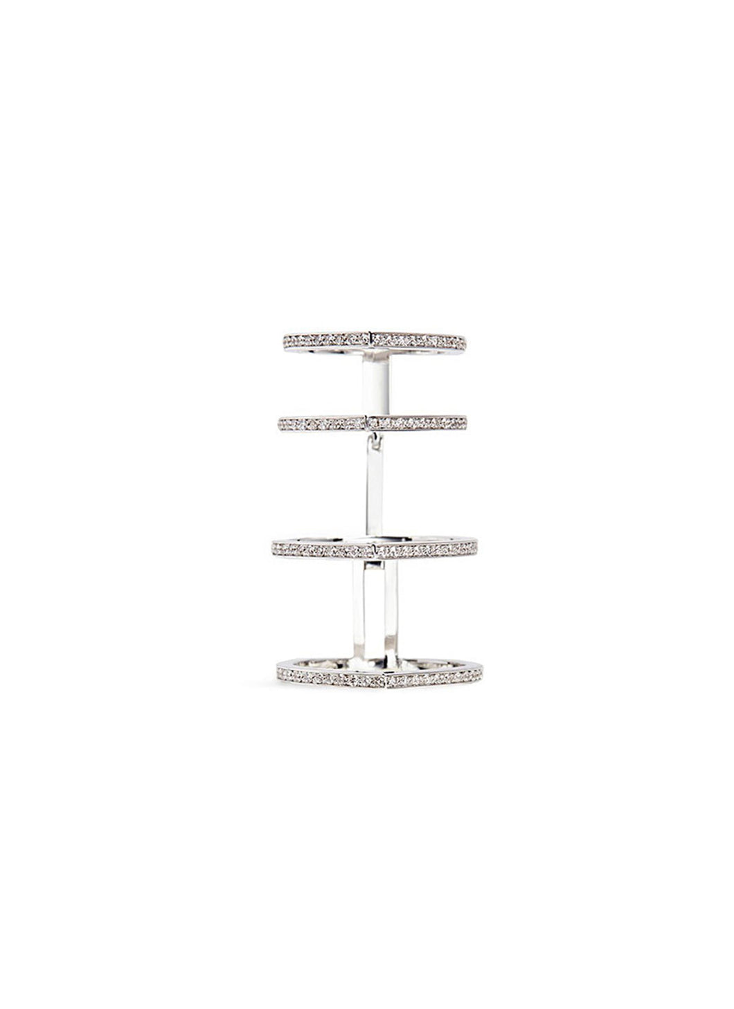 'Antifer' diamond 18k white gold four row linked ring - REPOSSI - Metallic